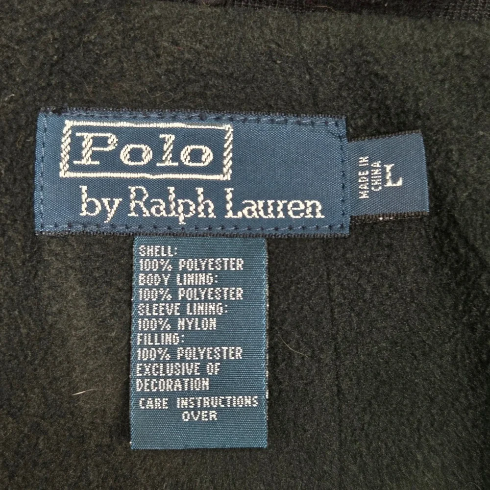 Vtg Polo‎ Ralph Lauren Jacket Fleece Lined Mens Large Black Removeable Hooded